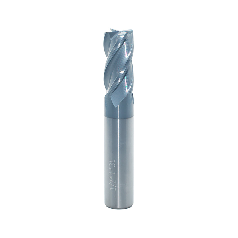 Carbide Square Nose End Mill for Alloy Steels/Hardened Steels, 4 Flute HRC 55 Deg AlTiN Coating-Imperial