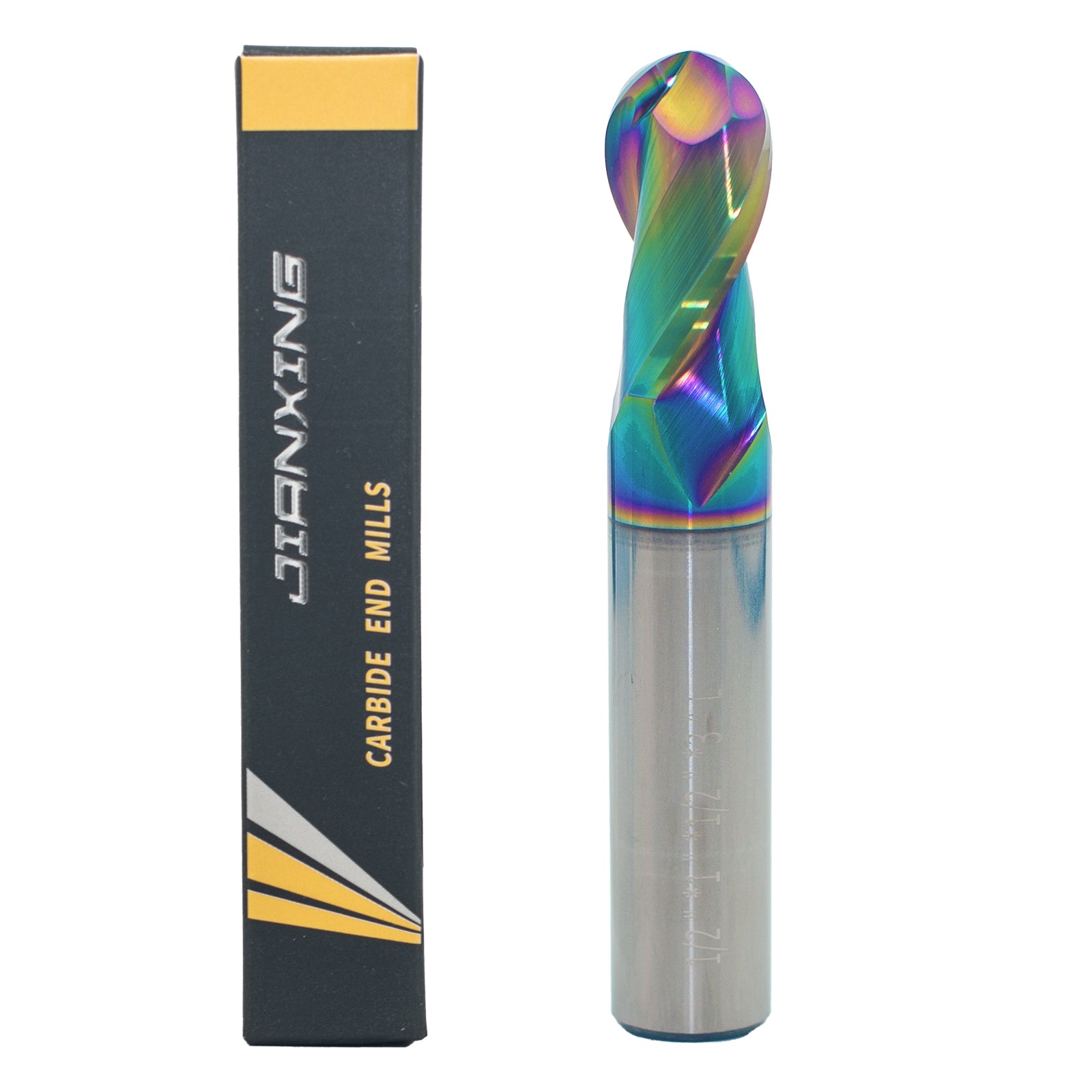 Carbide Ball Nose End Mill for Aluminum, Copper Alloy, Plastic, 2 Flute DLC Coating-Imperial
