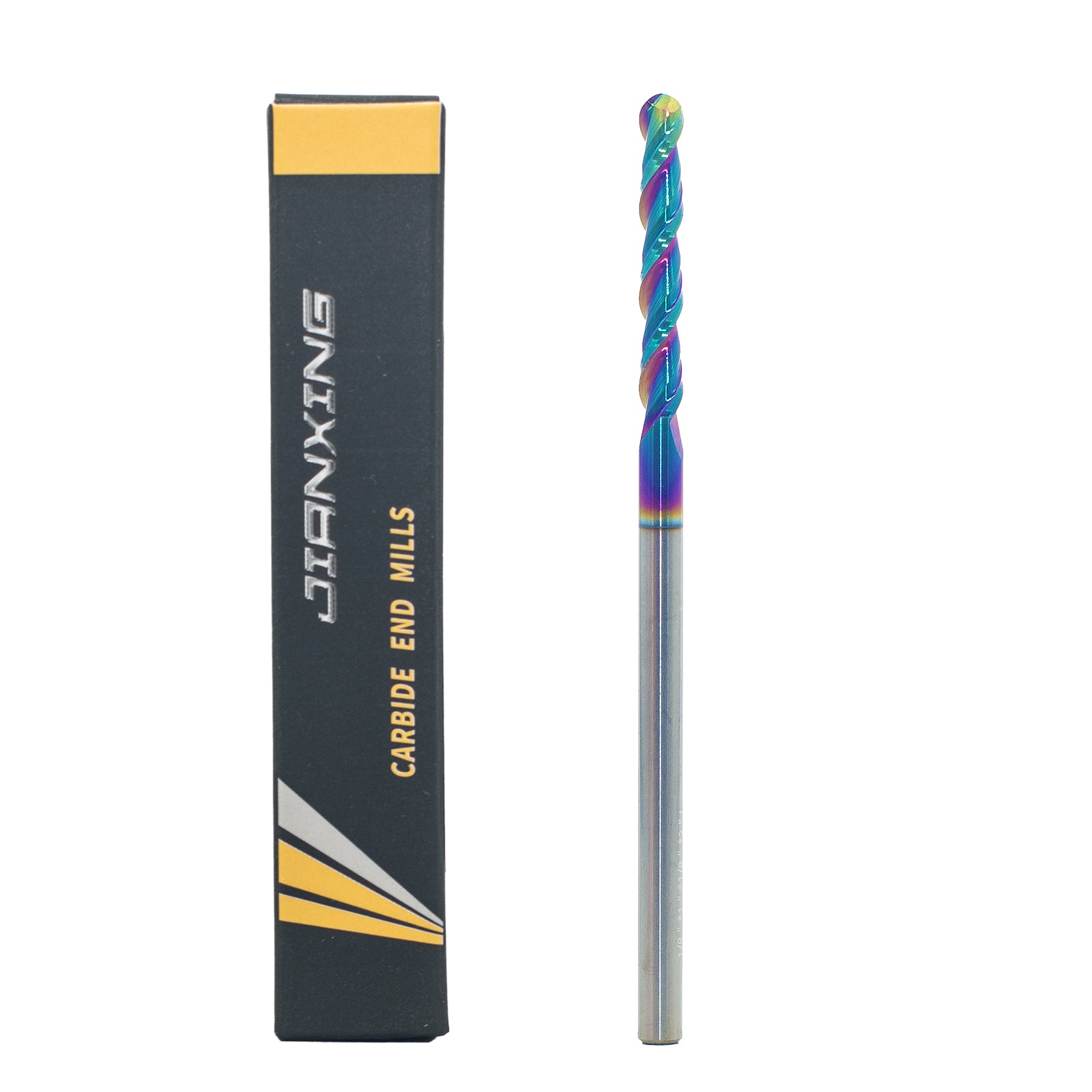 Carbide Ball Nose End Mill for Aluminum, Copper Alloy, Plastic, 2 Flute DLC Coating-Imperial