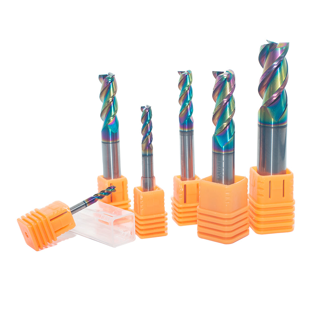 Carbide Square Nose End Mill for Aluminum, Copper Alloy, Plastic, 3 Flute HRC 55 Deg DLC Coating-Imperial