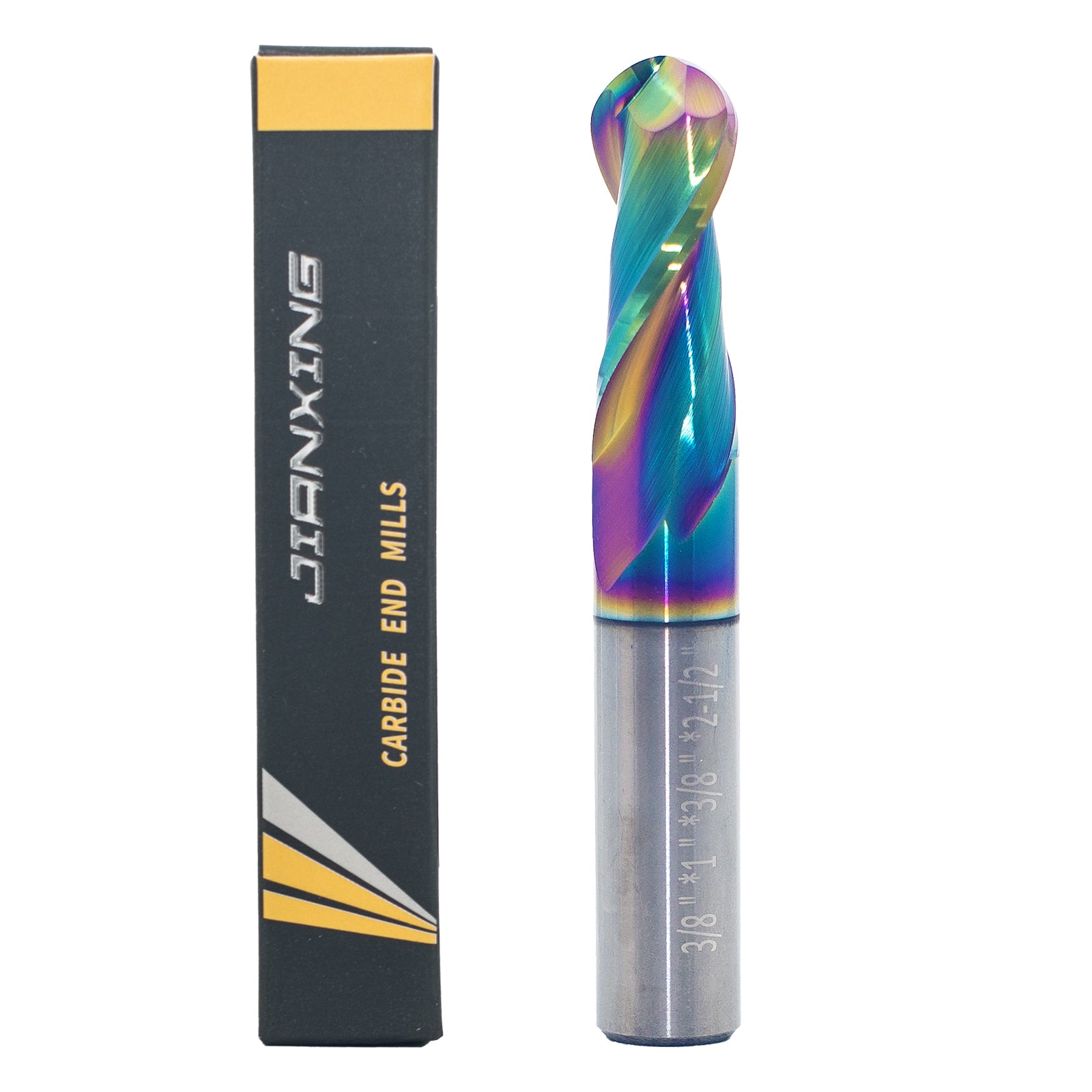Carbide Ball Nose End Mill for Aluminum, Copper Alloy, Plastic, 2 Flute DLC Coating-Imperial