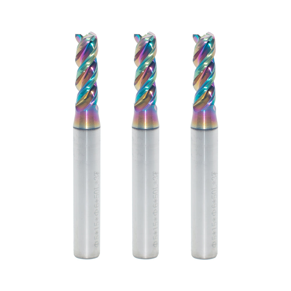 Carbide Square Nose End Mill for Aluminum, Copper Alloy, Plastic, 3 Flute DLC Coating-Metric