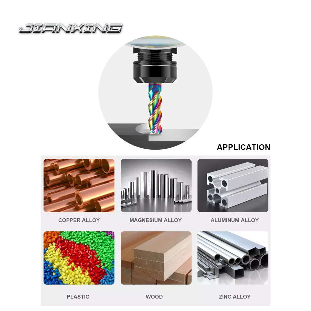 Carbide Square Nose End Mill for Aluminum, Copper Alloy, Plastic, 3 Flute DLC Coating-Metric