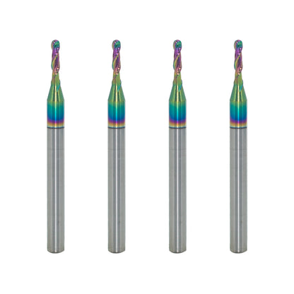 Carbide Ball Nose End Mill for Aluminum, Copper Alloy, Plastic, 2 Flute DLC Coating-Imperial