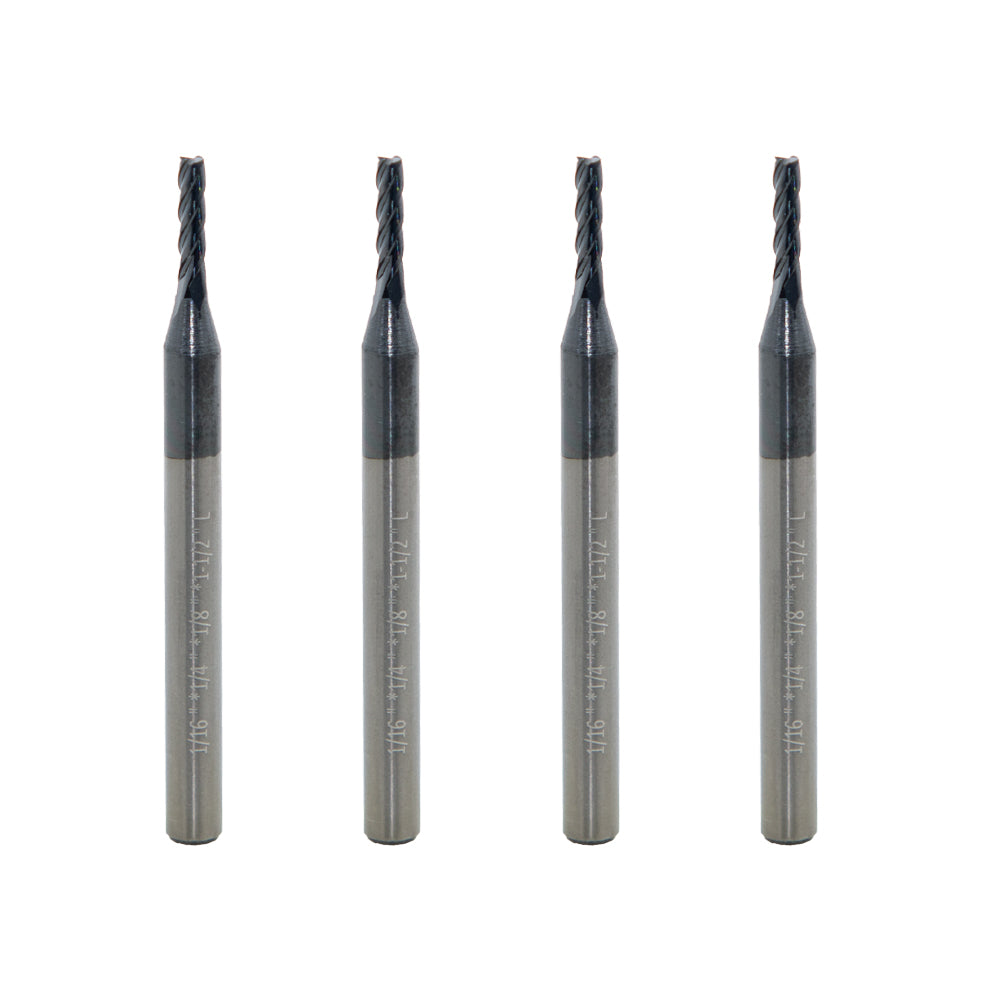 Carbide Square Nose End Mill for Alloy Steels/Hardened Steels, 4 Flute HRC 55 Deg AlTiN Coating-Imperial