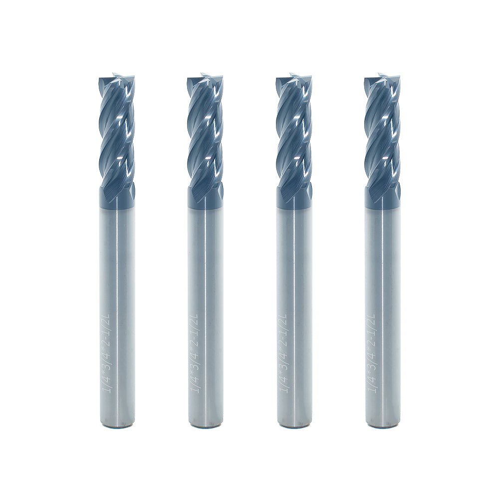 Carbide Square Nose End Mill for Alloy Steels/Hardened Steels, 4 Flute HRC 55 Deg AlTiN Coating-Imperial