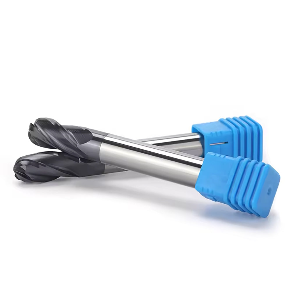 Carbide Ball Nose End Mill for Alloy Steels/Hardened Steels, 4 Flute HRC 55 Deg AlTiN Coating-Imperial