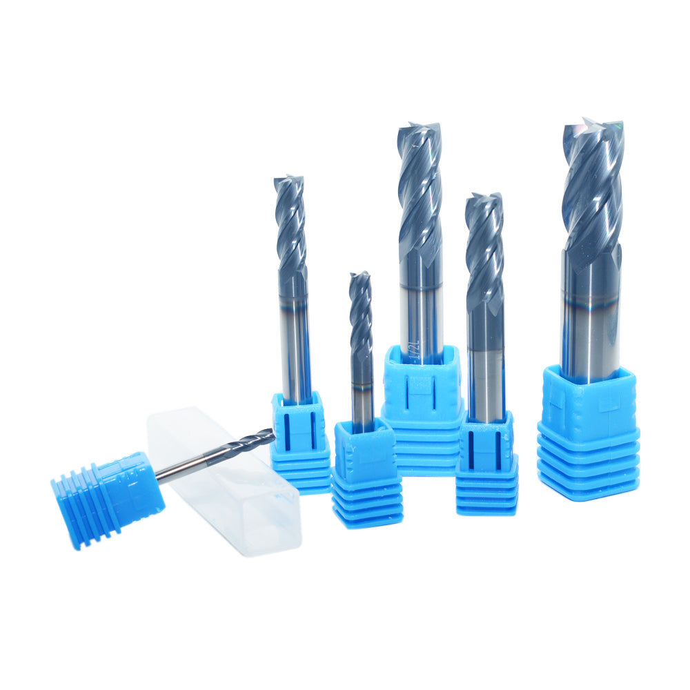 Carbide Square Nose End Mill for Alloy Steels/Hardened Steels, 4 Flute HRC 55 Deg AlTiN Coating-Imperial
