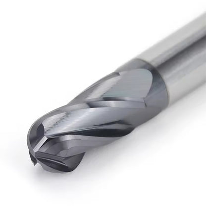Carbide Ball Nose End Mill for Alloy Steels/Hardened Steels, 4 Flute HRC 55 Deg AlTiN Coating-Imperial