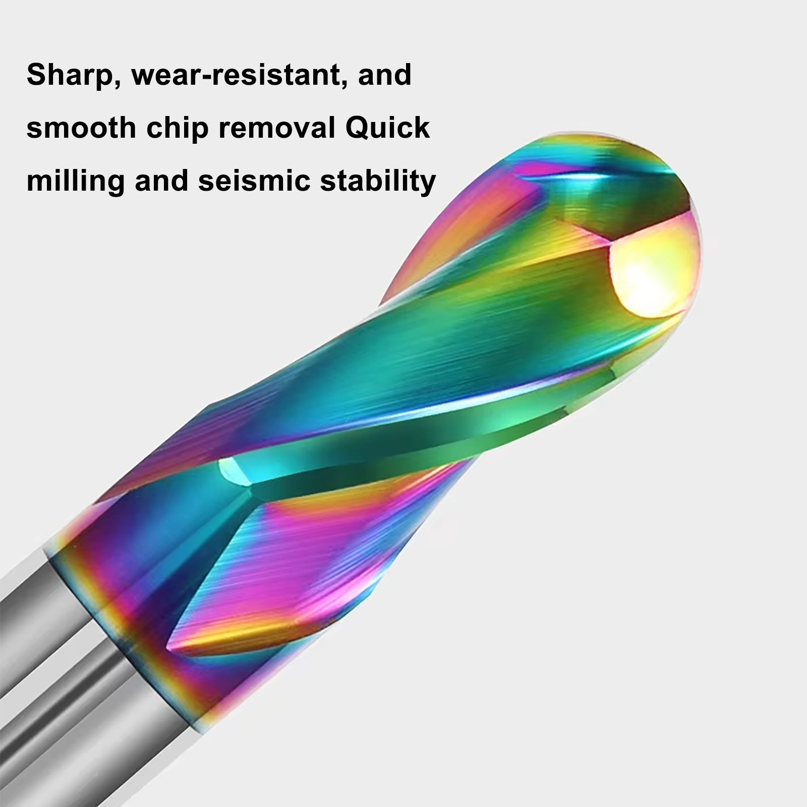 Carbide Ball Nose End Mill for Aluminum, Copper Alloy, Plastic, 2 Flute DLC Coating-Imperial
