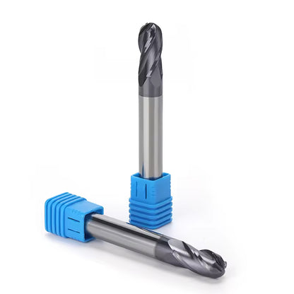 Carbide Ball Nose End Mill for Alloy Steels/Hardened Steels, 4 Flute HRC 55 Deg AlTiN Coating-Imperial