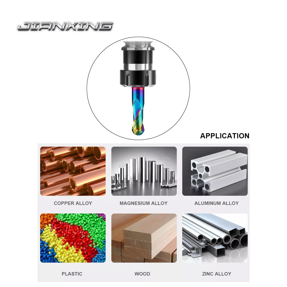 Carbide Ball Nose End Mill for Aluminum, Copper Alloy, Plastic, 2 Flute DLC Coating-Imperial