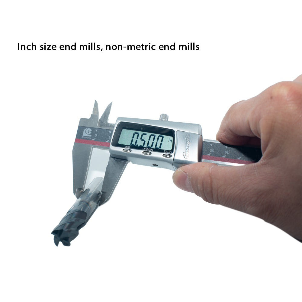 Carbide Square Nose End Mill for Alloy Steels/Hardened Steels, 4 Flute HRC 55 Deg AlTiN Coating-Imperial