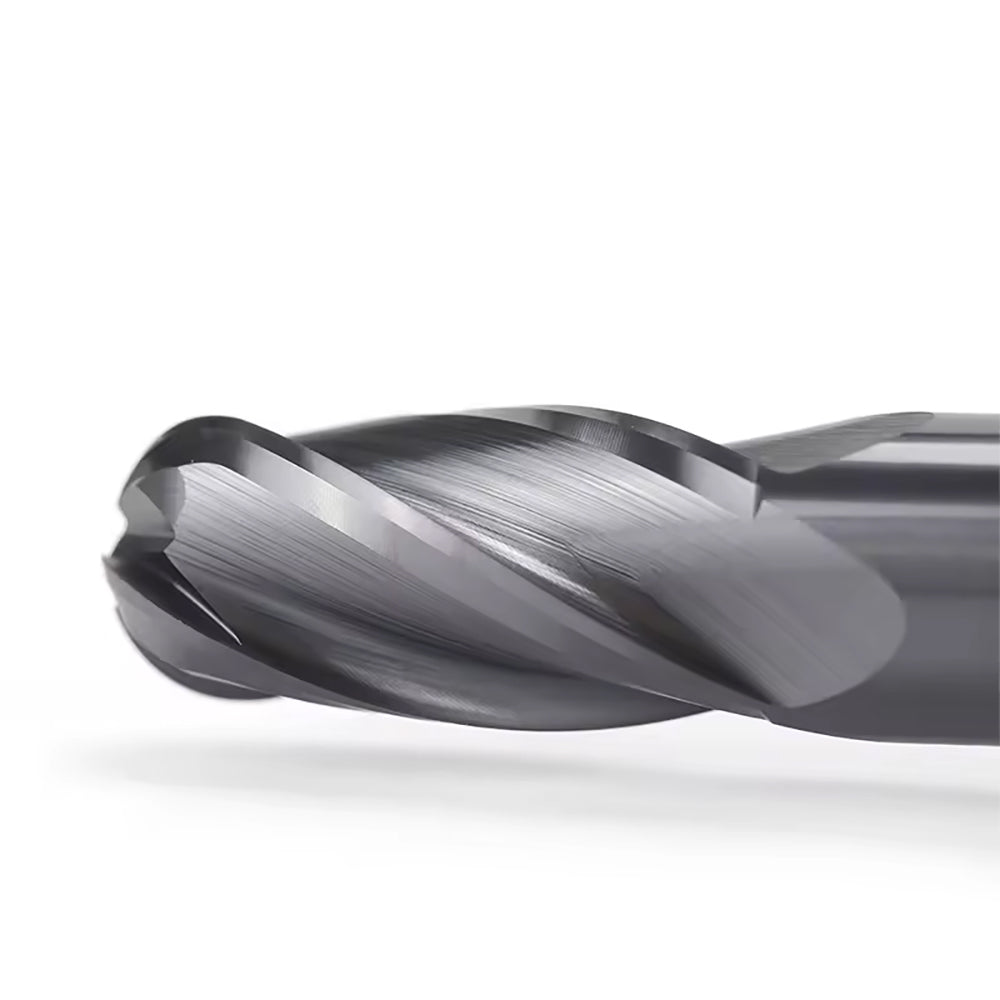 Carbide Ball Nose End Mill for Alloy Steels/Hardened Steels, 4 Flute HRC 55 Deg AlTiN Coating-Imperial